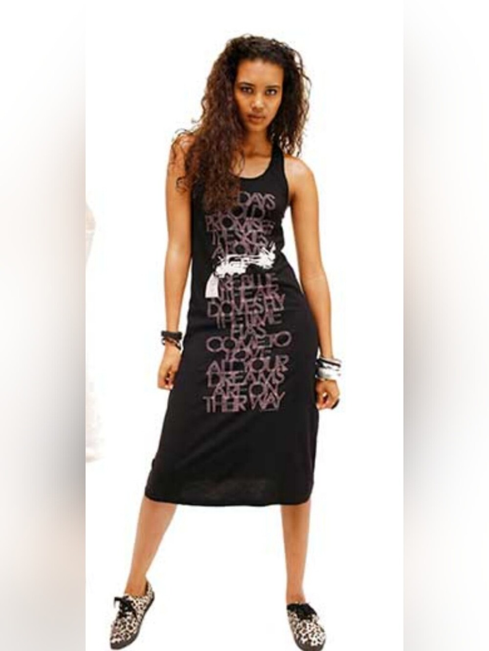 Divided H&M Bodycon Tank Dress Nonviolence Text Graphic Print Women's Size 10